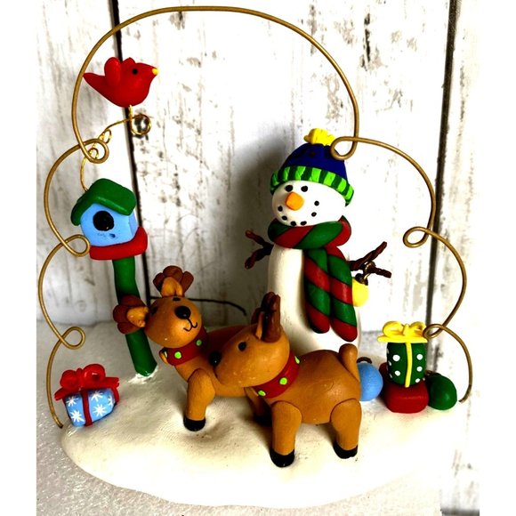 Christmas Figurine, Handmade vintage Reindeer Santa Was Sleigh - Picture 3 of 13